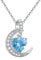 Qings Topaz December Birthstone Necklace - Blue Heart Crescent Moon Necklaces Sterling Silver 925 Dainty Gifts Jewelry for Woman Mother in Law
