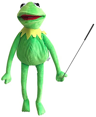 Kermit Frog Puppet with Control Rod & 50 Kermit Stickers, Soft Plush Toy for Boys & Girls - 24 Inches