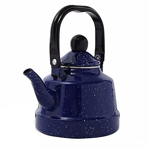 YXSH 1.7L Pure Blue Kettle Brief Ancient Bell Kettle Enamel Kettle Enamel Kettle For Induction Cooker
