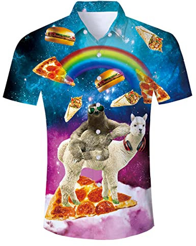 TUONROAD Herren Hawaiihemd 3D Funky Bunte Hemden Shirt Kurzarm Hawaiihemd Sommerhemd Hawaii Hemd Tshirt Sommer Hemd Herren XXL