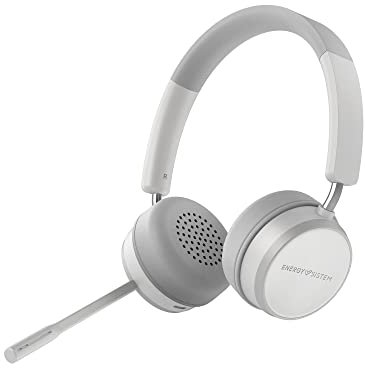 Energy Sistem Wireless Headset Office 6 Auriculares Oficina Videollamada Teletrabajo (Bluetooth 5.0, HQ Voice Calls, Memory Foam Ear Pads, Quick Charge) - Blanco