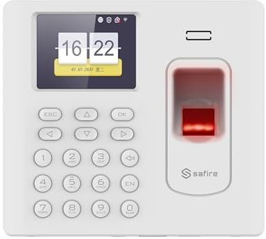 Stanzmaschinen - Fingerabdruck. EM-Karte und PIN - 3.000 Datensätze | 100.000 Register - TCP/IP. USB und WiFi - Anwesenheitsmodi | Weiß - Software Safire Control Center