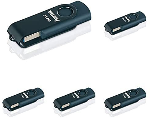 Hama 64 GB USB-Stick USB 3 Datenstick (70 MB/s Datentransfer, mit Öse zur Befestigung am Schlüsselring, Speicherstick, Memory Stick aus Metall, geeignet für Windows/MacBook) Petrolblau, 5er Pack