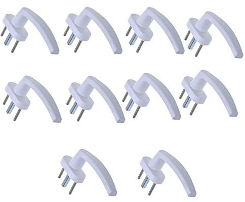 Aqbau® PVC Fenstergriff Weiß 10 Stück, Fensterolive Kunststoff auf Oval-Rosette 28 x 63mm - Fenstergriffe für Fenster & Balkontüren und Terrassentüren Ergonomischer Griff