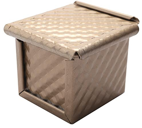 Iegefirm Forma de caja cuadrada con tapa tostada forma pan molde pullman caja con tapa antiadherente con mini cubos de agua