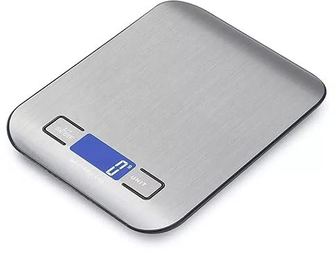 Báscula de Cocina Digital de Acero Inoxidable, Balanza Cocina de Alta Precisión 5 kg/ 11 lbs, Peso Cocina con Pantalla LCD, Multifuncional