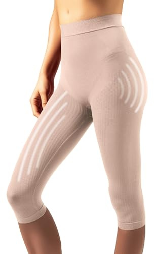 SLIMCELL Gambetti Leggins Anticellulite Donna Snellente Capri - Guaina Contenitiva Donna, Pantaloncini Anticellulite, Leggins Drenanti, Intimo Modellante Senza Cuciture, Shapewear - Made in Italy