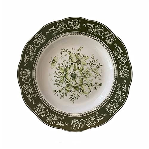 Vaisselle Vaisselle Assiettes Assiette en céramique vert foncé Assiette à dîner en dentelle vintage Assiette ronde rectangulaire Dîner Assiette à steak maison Convient for la cuisine chinoise et occid