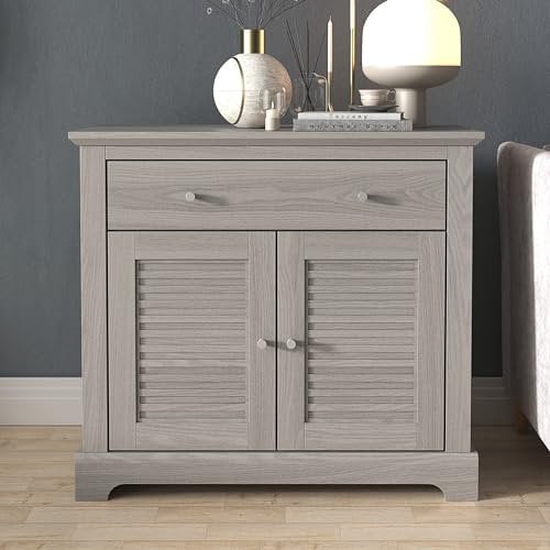 Galano Milan 2 Door 1 Drawer Sideboard - Cabinet Storage Organizer for Your Home - Storage Sideboard - Adjustable Shelves - Warm Grey Oak