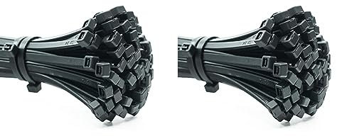 ERKO 100 Stück professionelle Kabelbinder 250 x 7,6 mm, Halter für den Kabelweg Halter für Kabelbinder in schwarz, temperaturbeständig, chemische resistenz (Packung mit 2)