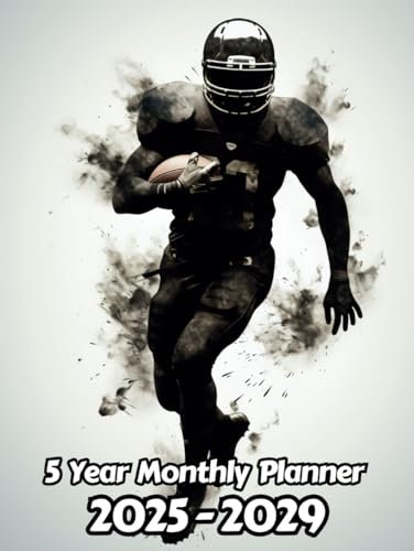 Watercolor American Football 5 Year Monthly Planner 2024-2028: Large 60 Month Calendar | Gift For People Who Love Gridiron, Sport Lovers | For Back To ... Work | 8.5 x 11 Inches | 121 Pages | v5