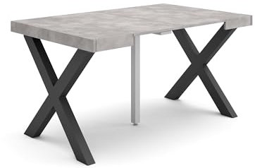 Skraut Home | Table Console Extensible | Console Meuble | 140 | pour 6 Personnes | Pieds Bois Massif | Style Moderne | Ciment