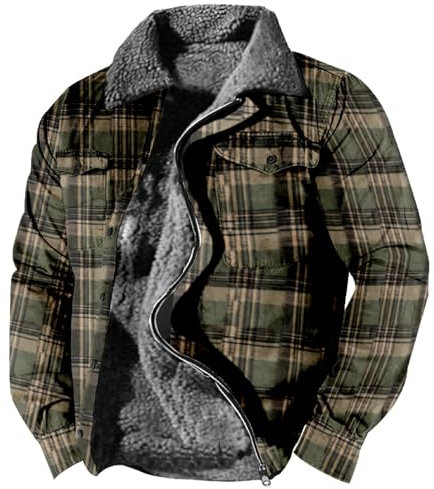 Camisa de leñador para hombre con forro, camisa de franela térmica, chaqueta de invierno, forro polar, forro interior protector, camisa de trabajo, cuello alto, chaqueta de forro polar a cuadros
