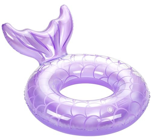 MoKo Aufblasbarer Schwimmring, Kinder Meerjungfrau Schwimmreifen Wasserspielring, Niedliche 58 cm Luftmatratze Pool Spielzeug Wasserspielzeug für Sandstrand Schwimmbad Draußen Kinder, Lila