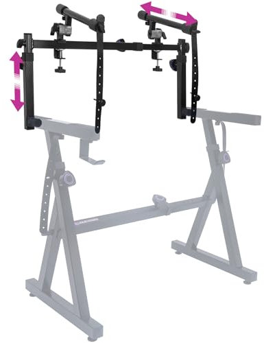 Liquid Stands 2 Tier Keyboard Stand Attachment with Straps - Adjustable Electric Digital Piano Stand for 54 - 88 Key Music Keyboards & Synths - Two Tier Double Keyboard Stand for Square Tube Z Stands