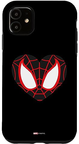 Custodia per iPhone 11 Marvel Spider-Man Miles Morales - Maschera a forma di cuore per San Valentino