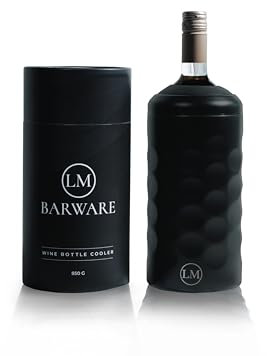 LM Barware® Edelstahl Weinkühler mit Deckel – Hochwertiger Doppelwandiger Sektkühler & Weinkühler - Gekühlte Getränke für lange Wohnzimmer und outdoor Abende (Schwarz)
