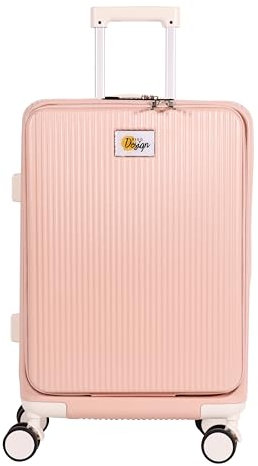 Biggdesign Moods Up Koffer mit Becherhalter und USB-Anschluss, Handgepäck für Reisen mit Laptop-Fach und TSA-Schloss-System, 360° Spinner-Rollen, Traglast von 15 kg, 20 Zoll, Rosa