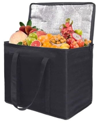 Large Cool Bag Box, Cooler Bag Box, 30L Thermal Food Delivery Bag, Insulated Picnic Lunch Bag, Cool Box, Insulated Shopping Bags,Cooling Food Bag for Camping BBQ Shopping Fishing Family (Black#2)