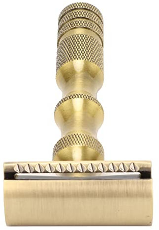 Qukaim Tondeuse à barbe manuelle en métal pour homme, lames remplaçables à double tranchant, outil de coupe de barbe pour homme pour la maison et les voyages