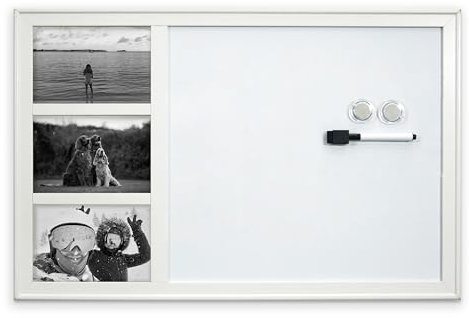 Cathedral Products Magnetisches, trocken abwischbares Whiteboard, hochwertige trocken abwischbare Oberfläche mit 3 integrierten 15,2 x 10,2 cm großen Bilderrahmen, inklusive Marker und Magneten, Weiß