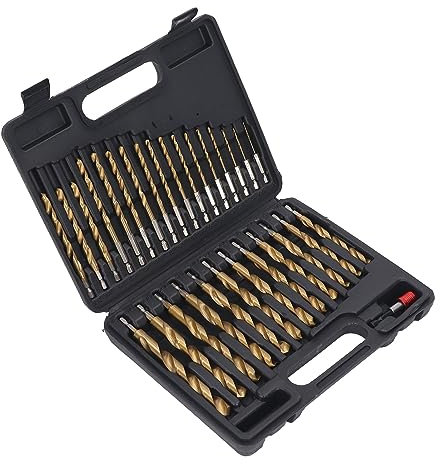 HSS-Bohrer, 30-teiliges Set, Spiralbohrer, 1/4-Zoll-Schaft, 1/16 Bis 1/2 Zoll Schnellarbeitsstahl-Spiralbohrer mit Aufbewahrungskoffer für Verlängerungsstangen