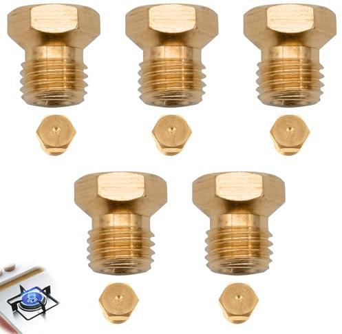 5 Pezzi Ugelli Gas Gpl, Ugelli Gas Metano per Bruciatori a Gas Propano GPL, Kit di Conversione Iniettori di Gas Calor Propano Per Cucine e Piani Cottura Fornello (1x0,5, 2x0,7, 1x0,87, 1x1,02)