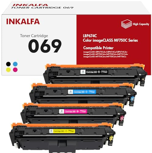 069 069H MF752cdw Toner Kompatibel für Canon 069 069H i-Sensys MF752Cdw Toner LBP673Cdw MF753Cdw LBP674Cx LBP674Cdw MF751Cdw MF754Cdw MF755Cdw MF756Cx CRG-069 Schwarz Cyan Magenta Gelb, 4er-Pack