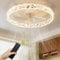 NIORSUN 40CM LED Ceiling Fan with Lights and APP Remote, 3000K/4500K/6000K Stepless Dimmable Low Profile Ceiling Fan, Flush Mount Ceiling Fan,6 Speeds Ceiling Fan Light for Bedroom Living Room（White）