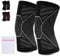 360 RELIEF - 1 Pair Knee Support for Women & Men, Compression Knee Sleeves for Sports, Running, Squats, and Workouts, Flexible & Comfortable Fit, Medium, Black/White + Laundry Bag