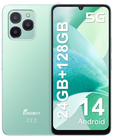 FOSSiBOT S1 5G Smartphone Android 14, Dimensity 6100+(6nm), 24GB+128GB/1TB, 6.74''HD+Display, 50MP+8MP Cellulare, 5G con NFC/GPS/3.5mm, 4900mAh Cellulari, Fingerprint/Face ID/OTG.
