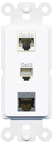 RiteAV 1 Port CAT5E CAT6A Telefon-Kupplung, Klinkeneinsatz, Wippmodul, weiblich-weiblich, für dekorative Wandabdeckung, Frontplatte [Weiß]