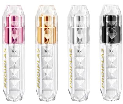 PRO IPLAS Atomizador portátil de perfume de 5 ml, recargable, acrílico de visión completa, botella dispensadora de fragancia elegante para bolso, bolsillo y equipaje, para mujeres y hombres, para