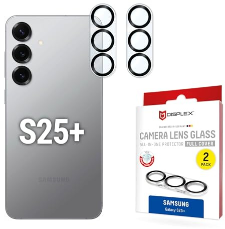 Displex Kamera Schutzglas für Galaxy S25+ (10H), 2 Stück, Full Cover | DISPLEX Full Cover Camera Lens Glass, 10H Härte, Vollschutz des Kameramoduls, Quick Mount, Ultra-Clear, Anti-Fingerprint
