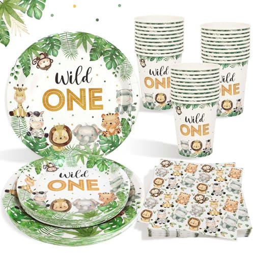 100pcs Decoration Anniversaire 1 an Vaisselle, Anniversaire 1 an Garcon Assiettes Serviettes Gobelets pour 25 Invités