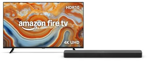 All-new Amazon Fire TV 55 4-Series 4K UHD smart TV, stream live TV, 2024 release and Amazon Soundbar Plus