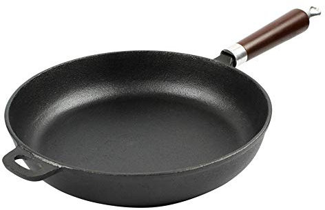 OOMRNV Frying Pan Old Iron Pan Flat Cast Iron Mini Manual Wok Single Handle Wok Cookware,Cast Iron-22cm