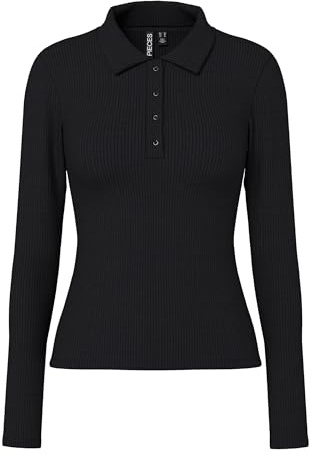 PIECES Damen Female Langarm-Poloshirt Pckitte Pckitte Ls Polo Top JRS Noos (1er Pack)