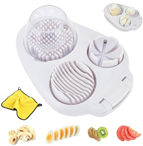 Next Level Egg Slicer, 2025 New Stainless Steel Dicer Eggs Slicer, Multifunctional 3 in 1 Egg Slicers for Hard Boiled Eggs, Egg Slicer 3 Ways, for Strawberry, Grape, Cherry (1pcs)