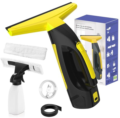 Cordless Window Vacuum Squeegee, Window Vac with Detachable Water Tank and Strong Suction, Electric Window Cleaning Tool for Shower Wall, Mirror, Glass, Car Windshield, Countertop, Tile