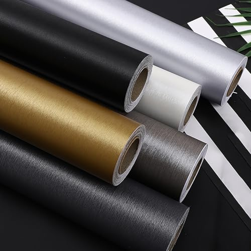 2M (6.56 Fuß) Gebürstete Edelstahl Selbstklebefolie, Abziehbar Klebefolie, DIY wasserdichte Folie für Küchenrückwand, Geschirrspüler, Küchenschränke(Size:40CM,Color:Dunkelgrau gebürstet)