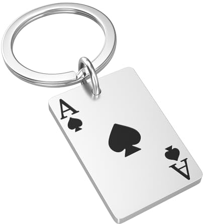 DONWOIE Ace of Spades Keyring, Poker Keychain Bag Charms for Women Men