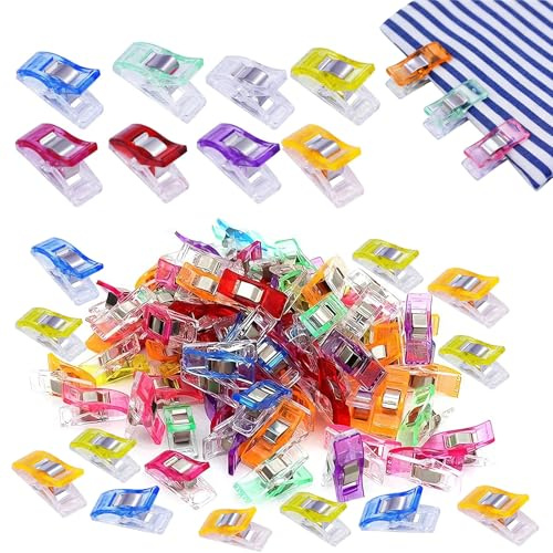 120 PCS Sewing Clips, Super Strong Clamping Force, Anti Slip|Multi-Color | 2.1x1cm Fabric Clips, Durable and Sturdy, for DIY Crafts and Sewing Edging Clips