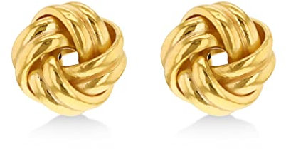Carissima Donna 18 ct Oro Giallo 9 mm Stud a Nodo a Quattro Fili
