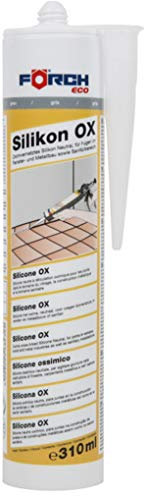 Förch Silikon OX grau - 310ml Kartusche für Fensterverglasung, Silikonfugen in Bad, Dusche, Sanitär, Außenbereich - hitzbeständig, dauerelastische Fugen