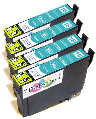 TiToPaten®* 4 Druckerpatronen kompatibel zu Epson Workforce WF-2630 WF in blau