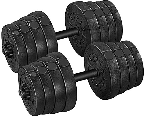 Yaheetech Kurzhantel Set 30kg Kurzhantelset Hantelstangen inkl. Hantelscheiben Hantel Stangen Varianten mit Sternverschlüssen 25 mm Schwarz