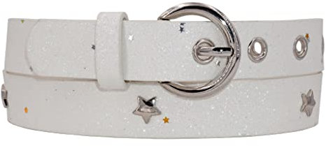 EANAGO Gürtel >SUPERSTAR< für Kinder (6-15 Jahre, Taillenumfang 57-72 cm, Gürtelmaß 65 cm) - moderner Glitzergürtel mt Sternnieten für Mädchen - Kindergürtel Mädchen - Gürtel Kinder Mädchen