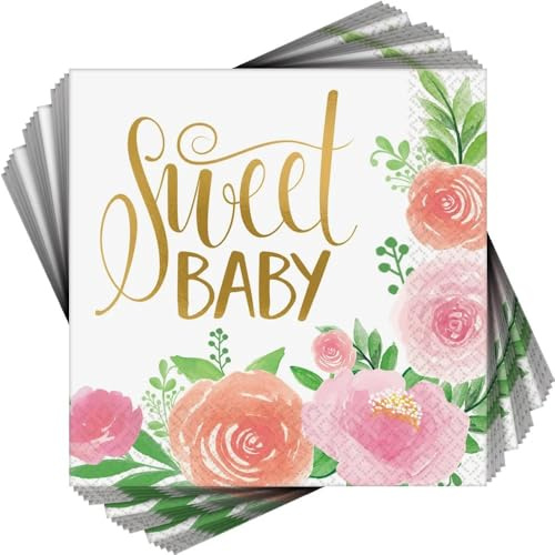 Amscan 512165 - Floral Baby Shower Party Luncheon Napkins - 16 Pack