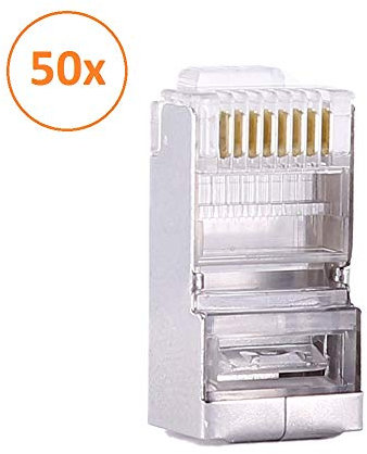 - Pack 50 Piezas Conectores Cat6 RJ45 8P8C Blindado para STP Ethernet Network Cable Enchufe